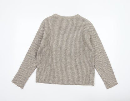 Marks and Spencer Women Beige S Chunky Knit Crew Neck Jumper