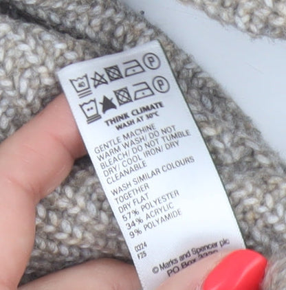 Marks and Spencer Women Beige S Chunky Knit Crew Neck Jumper