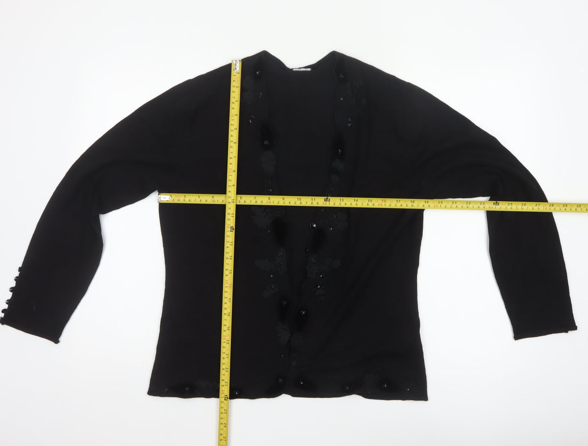 Gerry Weber Women Black UK 14 Floral Beaded Knit Cardigan