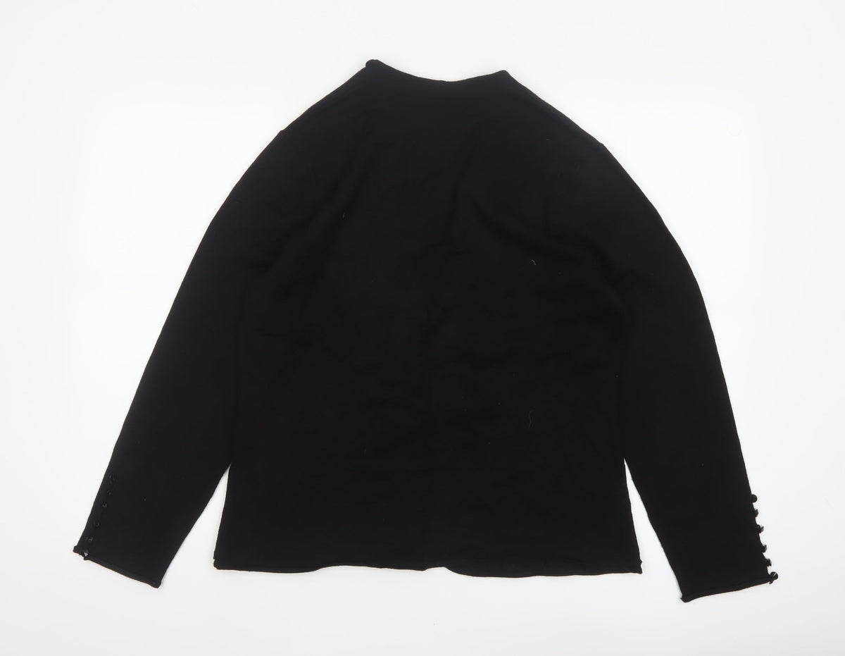 Gerry Weber Women Black UK 14 Floral Beaded Knit Cardigan