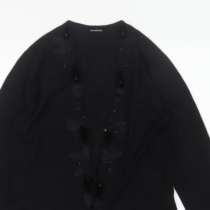 Gerry Weber Women Black UK 14 Floral Beaded Knit Cardigan