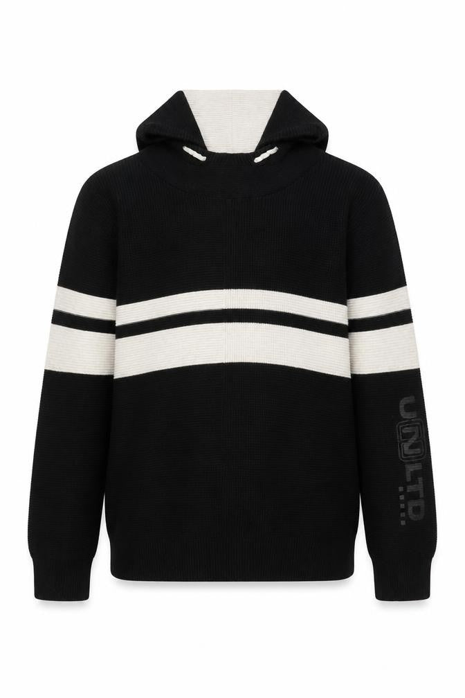 Next Boys Black White Hooded Pullover Jumper 11 Years 146cm Cotton