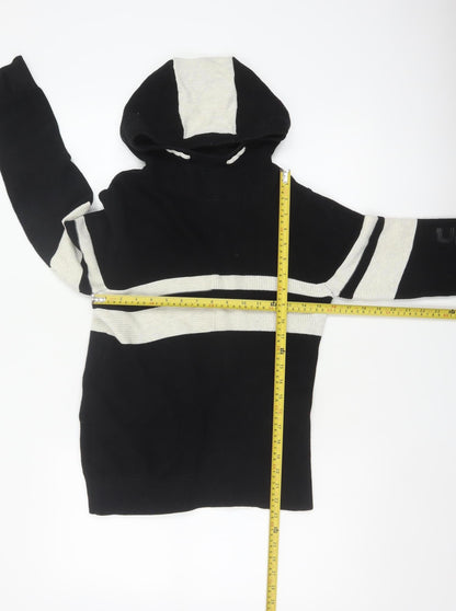Next Boys Black White Hooded Pullover Jumper 11 Years 146cm Cotton