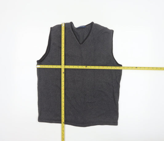 River Island Men’s Grey Cotton V-Neck Knit Vest Jumper Size L
