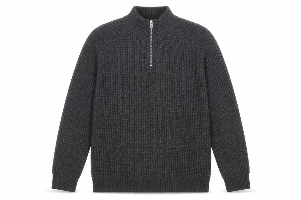 Next Men’s Grey XL 1/4 Zip Chunky Knit High Neck Jumper