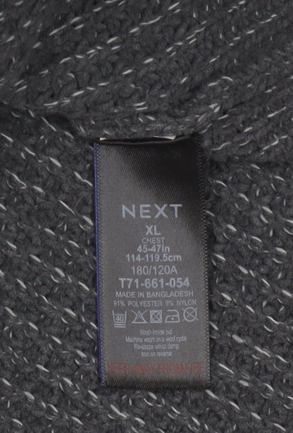 Next Men’s Grey XL 1/4 Zip Chunky Knit High Neck Jumper