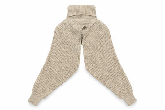 PRETTYLITTLETHING Women Beige S Chunky Knit Roll Neck Shrug