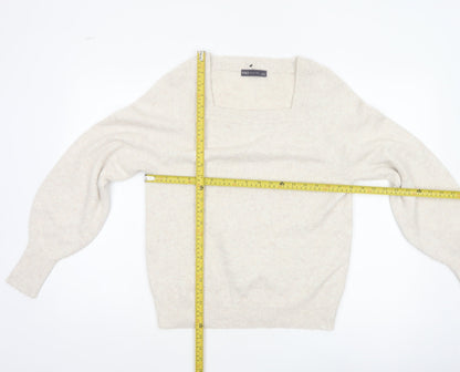Marks & Spencer Women Beige M Square Neck Balloon Sleeve Knit Jumper