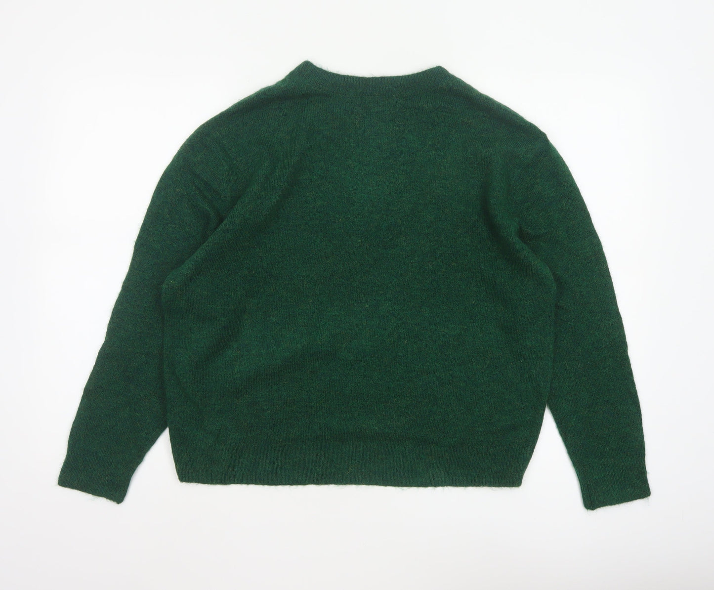 H&M Women Green S Crew Neck Knit Raglan Sleeve Pullover Jumper