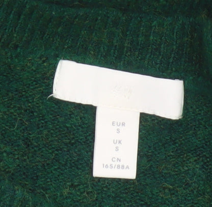 H&M Women Green S Crew Neck Knit Raglan Sleeve Pullover Jumper