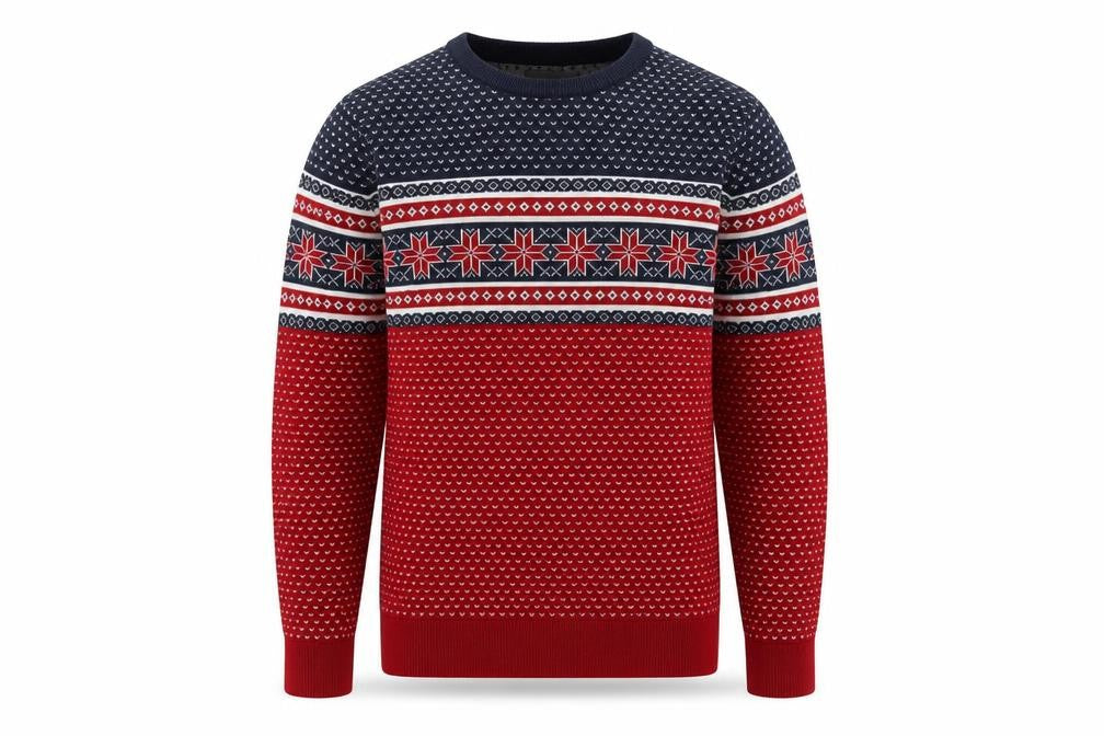Denver Hayes Men’s Red L Fair Isle Christmas Crew Neck Pullover Jumper