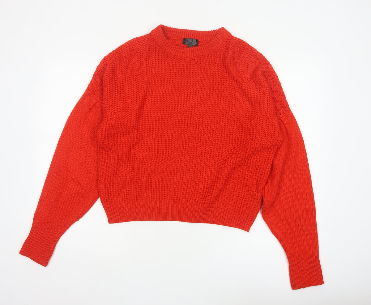 Topshop Women’s Red UK 6 Chunky Knit Crew Neck Pullover Jumper