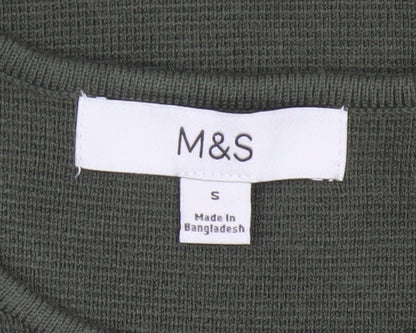 Marks and Spencer Women Green S Sleeveless Knit Tank Top Round Neck