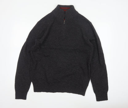 Emanuel Ungaro Men’s Grey Wool 1/4 Zip High Neck Jumper L