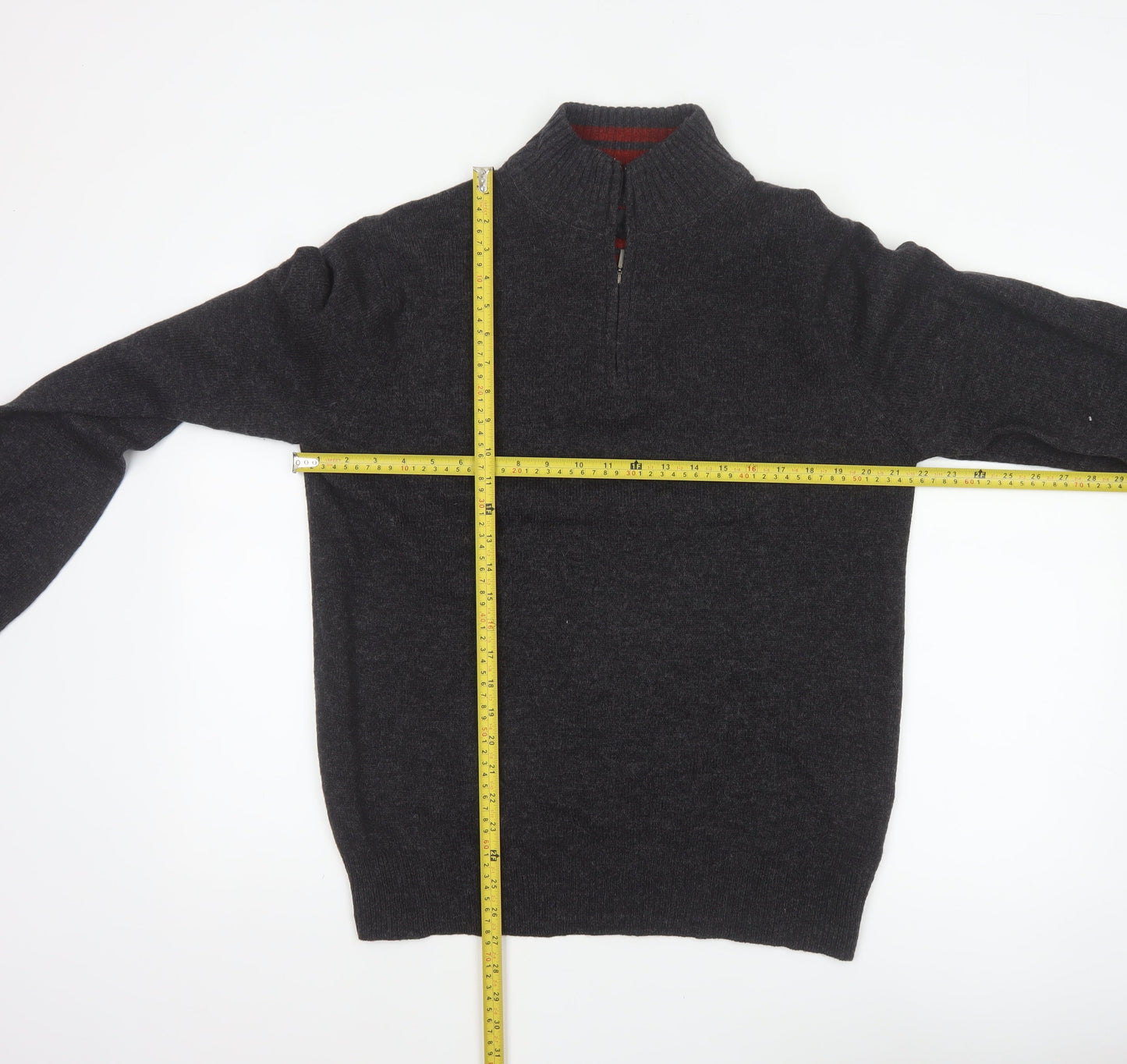 Emanuel Ungaro Men’s Grey Wool 1/4 Zip High Neck Jumper L