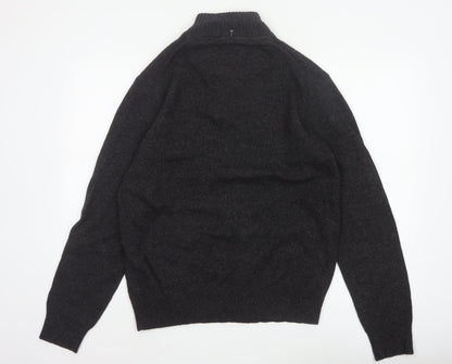 Emanuel Ungaro Men’s Grey Wool 1/4 Zip High Neck Jumper L