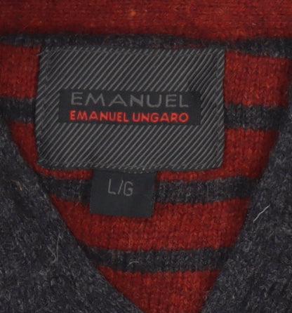 Emanuel Ungaro Men’s Grey Wool 1/4 Zip High Neck Jumper L