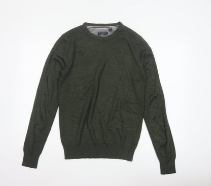 Brave Soul Men’s Green M Crew Neck Pullover Tight-Knit Jumper