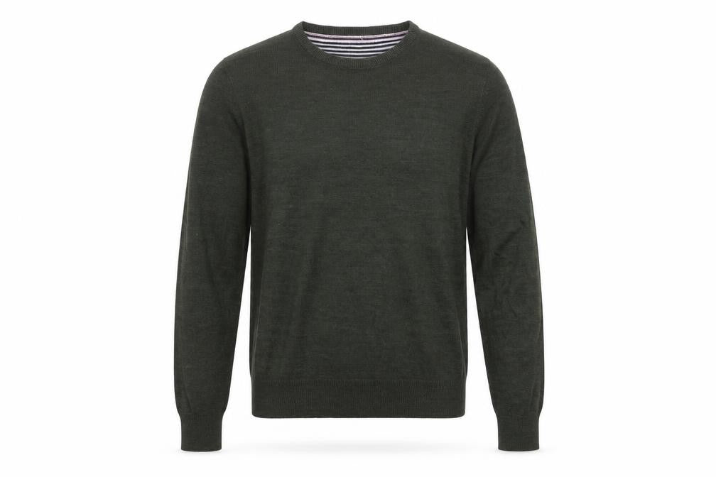 Brave Soul Men’s Green M Crew Neck Pullover Tight-Knit Jumper