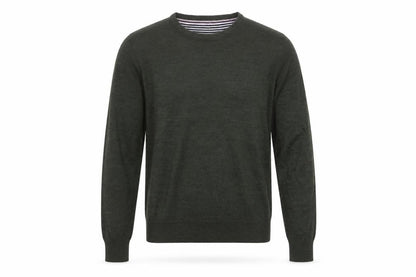Brave Soul Men’s Green M Crew Neck Pullover Tight-Knit Jumper
