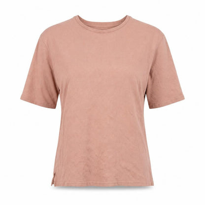 Jeanne Pierre Women Pink S Ribbed Jersey Crew Neck Short Sleeve T-Shirt