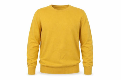 Marks & Spencer Men Yellow S Pure Cotton Crew Neck Pullover Jumper