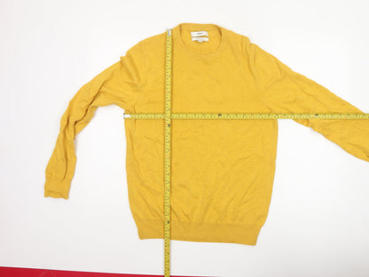 Marks & Spencer Men Yellow S Pure Cotton Crew Neck Pullover Jumper