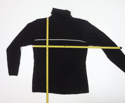 Whispering Smith Men’s Black XL Roll Neck Striped Knit Jumper