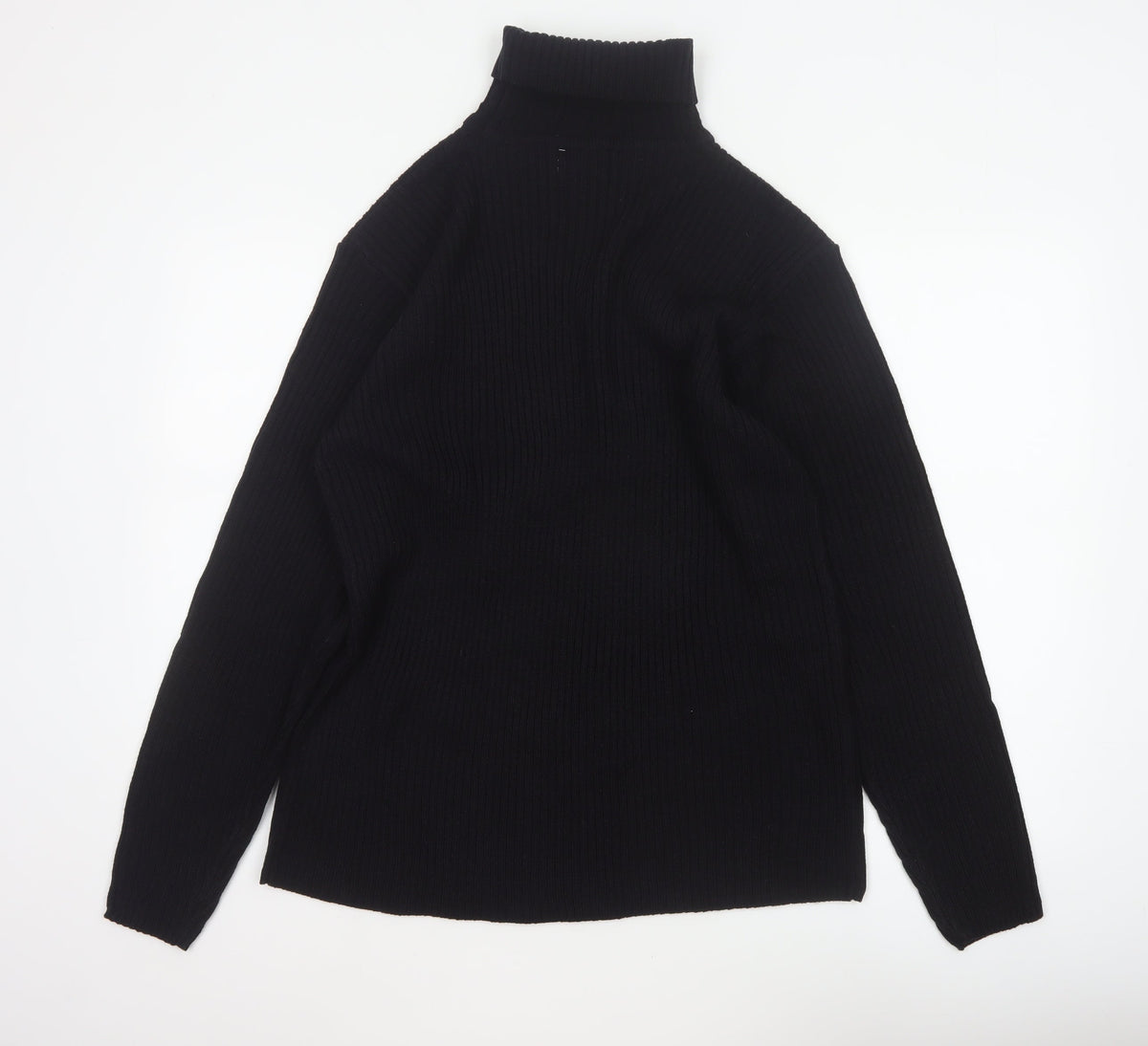 Whispering Smith Men’s Black XL Roll Neck Striped Knit Jumper