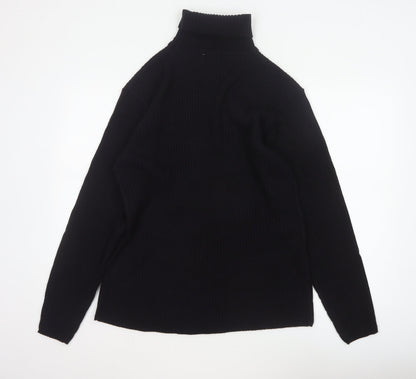 Whispering Smith Men’s Black XL Roll Neck Striped Knit Jumper