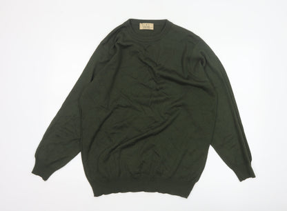 Marks & Spencer Men Green Large Merino Wool Blend Crew Neck Jumper