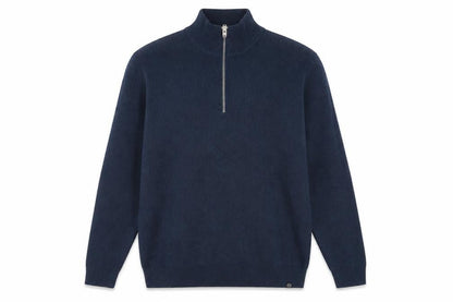 Marks & Spencer Men's Blue XL 1/2 Zip Cotton Blend Knit Jumper