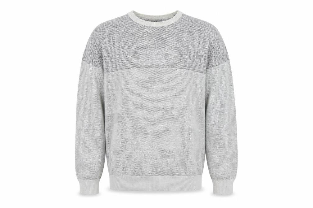Marks & Spencer Men Grey L Pure Cotton Textured Knit Pullover Jumper