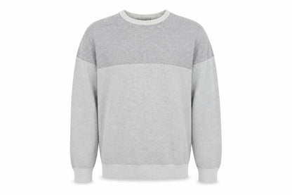 Marks & Spencer Men Grey L Pure Cotton Textured Knit Pullover Jumper