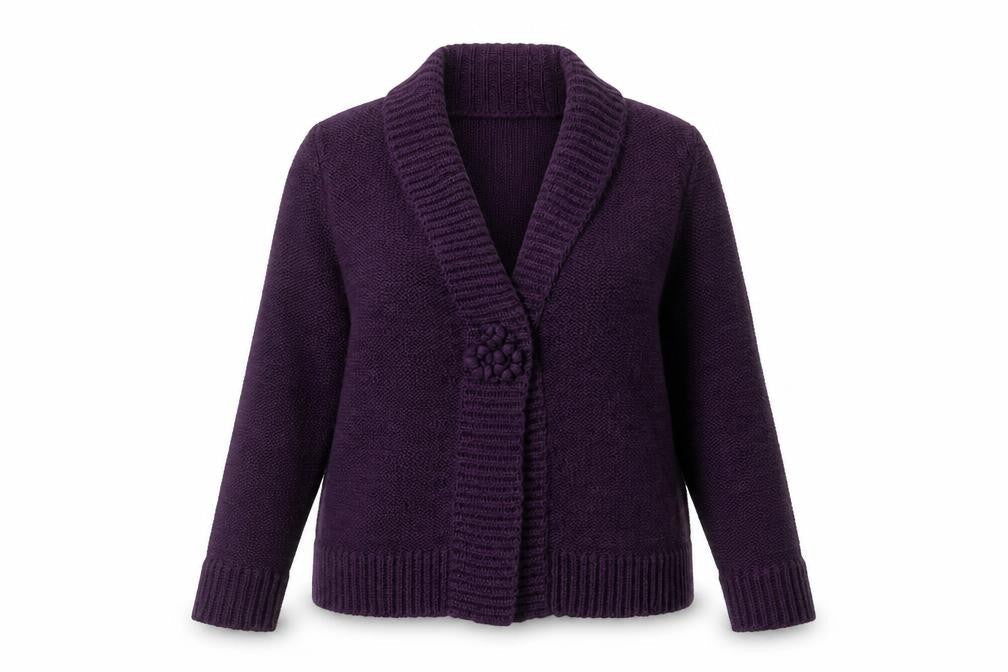 Bhs Women’s Purple Size 16 Chunky Knit Open Cardigan