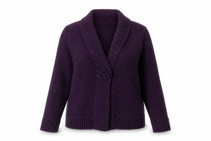 Bhs Women’s Purple Size 16 Chunky Knit Open Cardigan