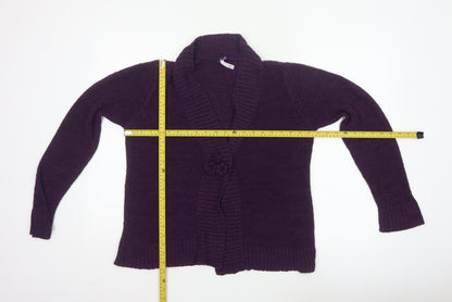 Bhs Women’s Purple Size 16 Chunky Knit Open Cardigan