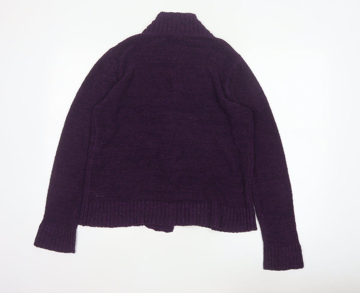 Bhs Women’s Purple Size 16 Chunky Knit Open Cardigan