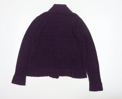 Bhs Women’s Purple Size 16 Chunky Knit Open Cardigan