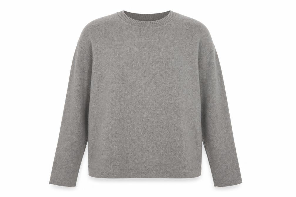 Zara Women Grey M Crew Neck Cotton Blend Knit Pullover Jumper