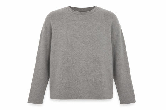 Zara Women Grey M Crew Neck Cotton Blend Knit Pullover Jumper