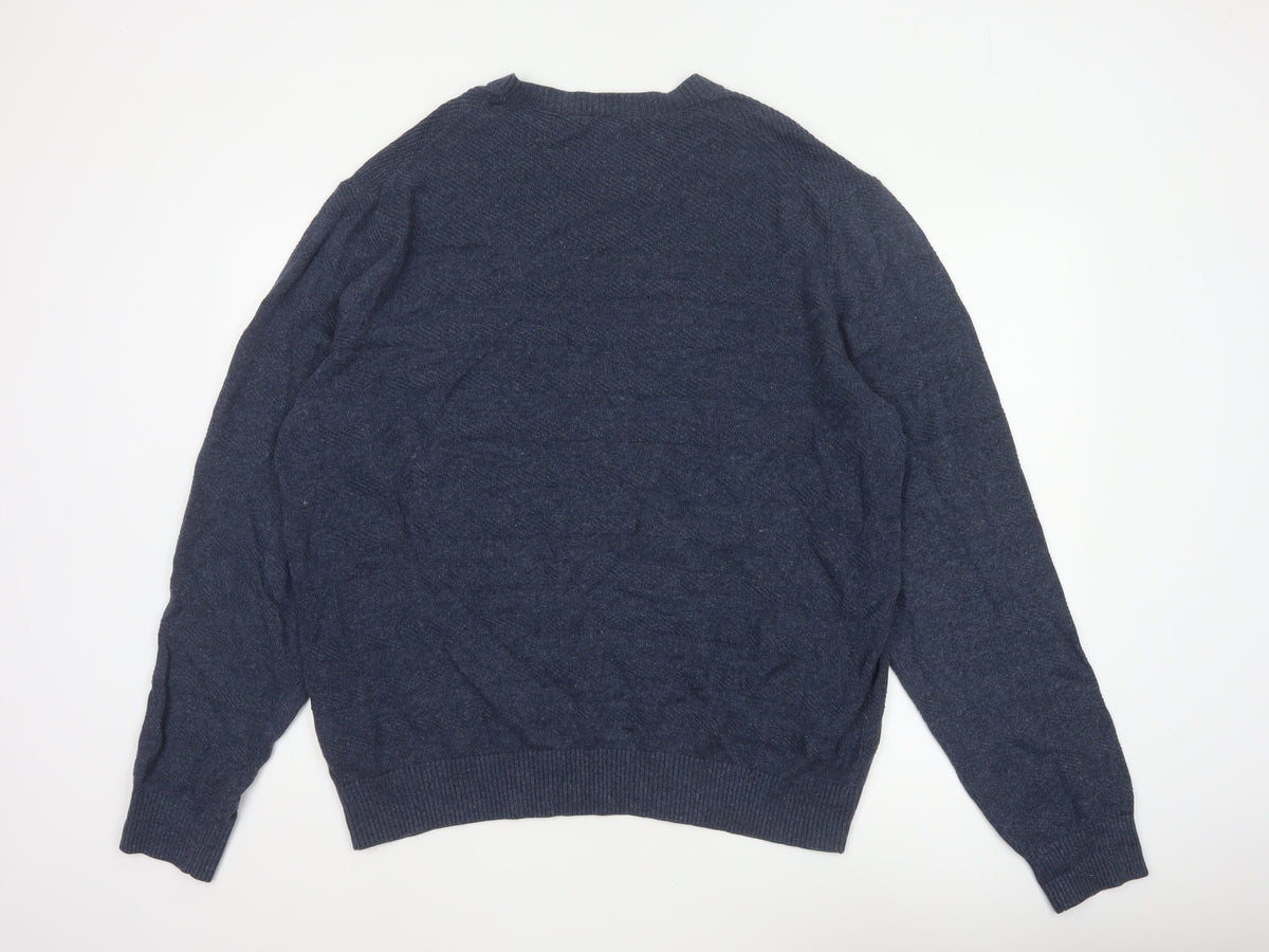 Gap Men’s Blue Linen Cotton Crew Neck Pullover Jumper 2XL