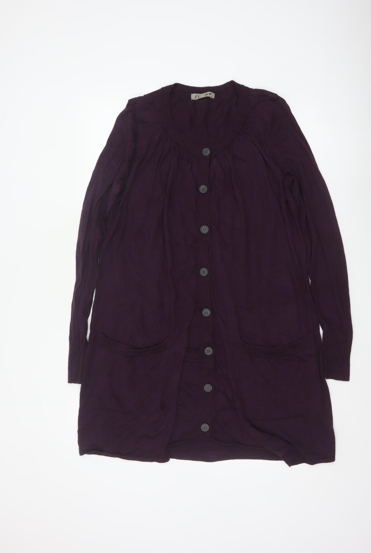 Jigsaw Women’s Purple Wool Blend Longline Button Cardigan Size M