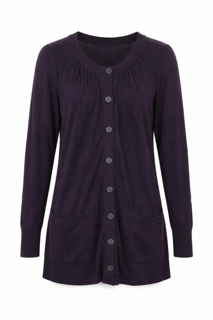 Jigsaw Women’s Purple Wool Blend Longline Button Cardigan Size M