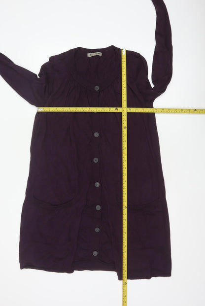 Jigsaw Women’s Purple Wool Blend Longline Button Cardigan Size M