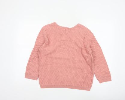 Cotswold Collections Women Pink M Cotton Textured Knit Jumper