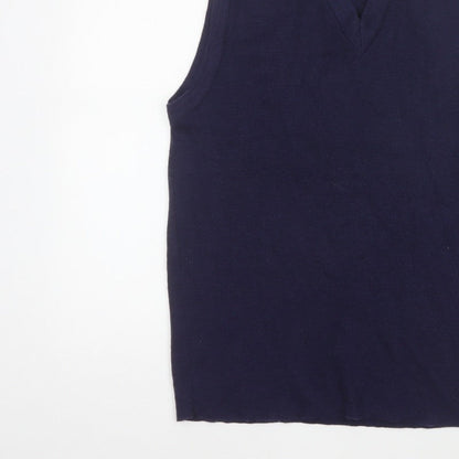 Custom Quality Men's Blue XL V-Neck Knit Pullover Sweater Vest