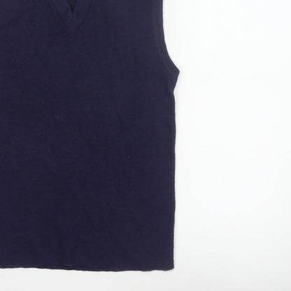 Custom Quality Men's Blue XL V-Neck Knit Pullover Sweater Vest