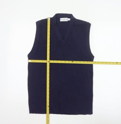 Custom Quality Men's Blue XL V-Neck Knit Pullover Sweater Vest