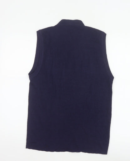 Custom Quality Men's Blue XL V-Neck Knit Pullover Sweater Vest